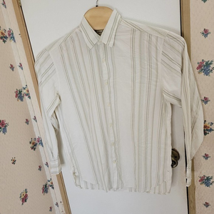 Tommy Bahama Medium Off White with Grey‎ Stripes Long Sleeve Shirt